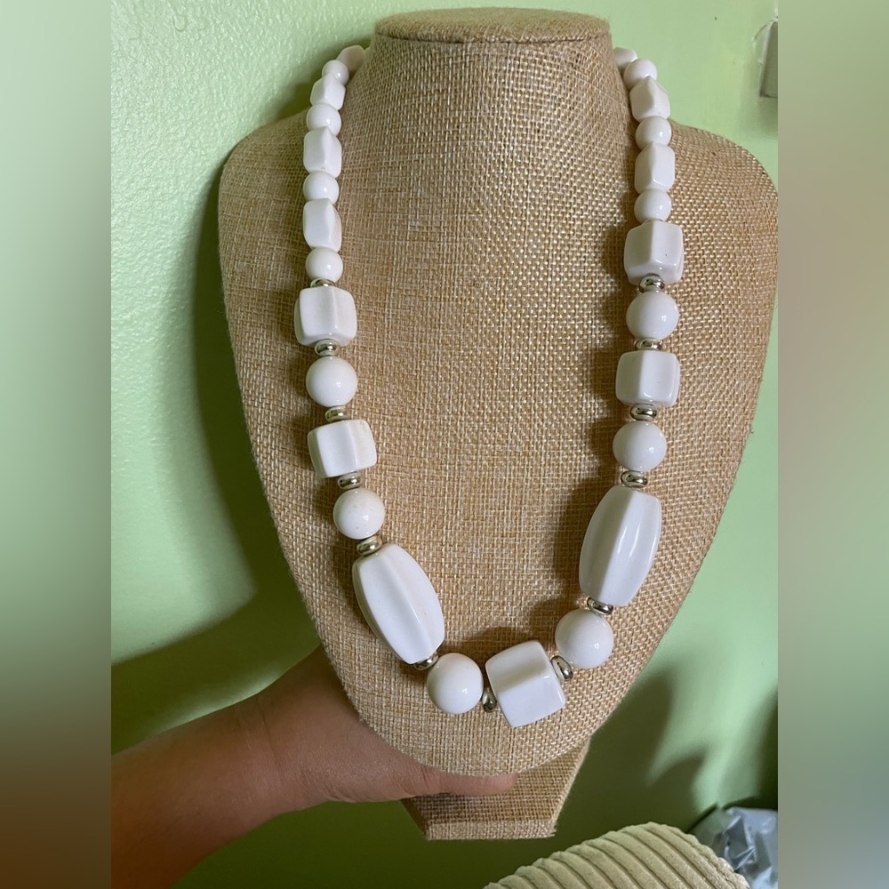 Elegant White Beaded Necklace